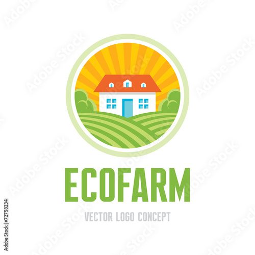 Ecofarm - vector logo. Organic product farm illustration.