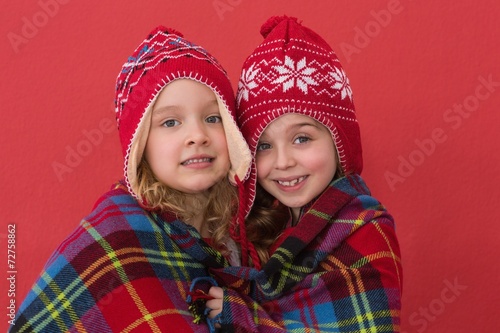 Festive little girls smiling at camera