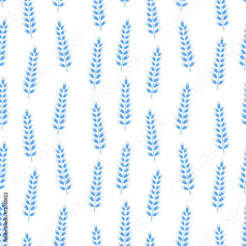 Seamless background with blue ornament. Gzhel style. Spikelet. V