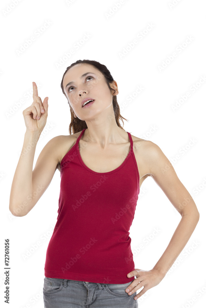 Woman showing copy space Woman showing copy space