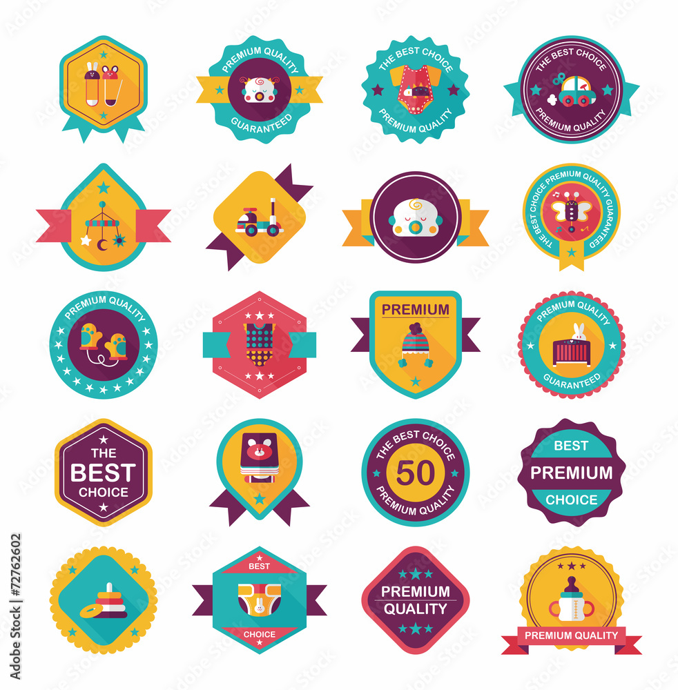 Baby badge banner design flat background set, eps10 Baby badge banner design flat background set, eps10