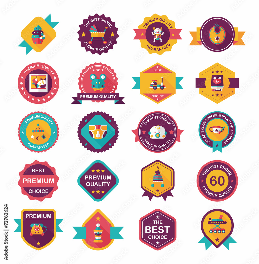 Baby badge banner design flat background set, eps10 Baby badge banner design flat background set, eps10