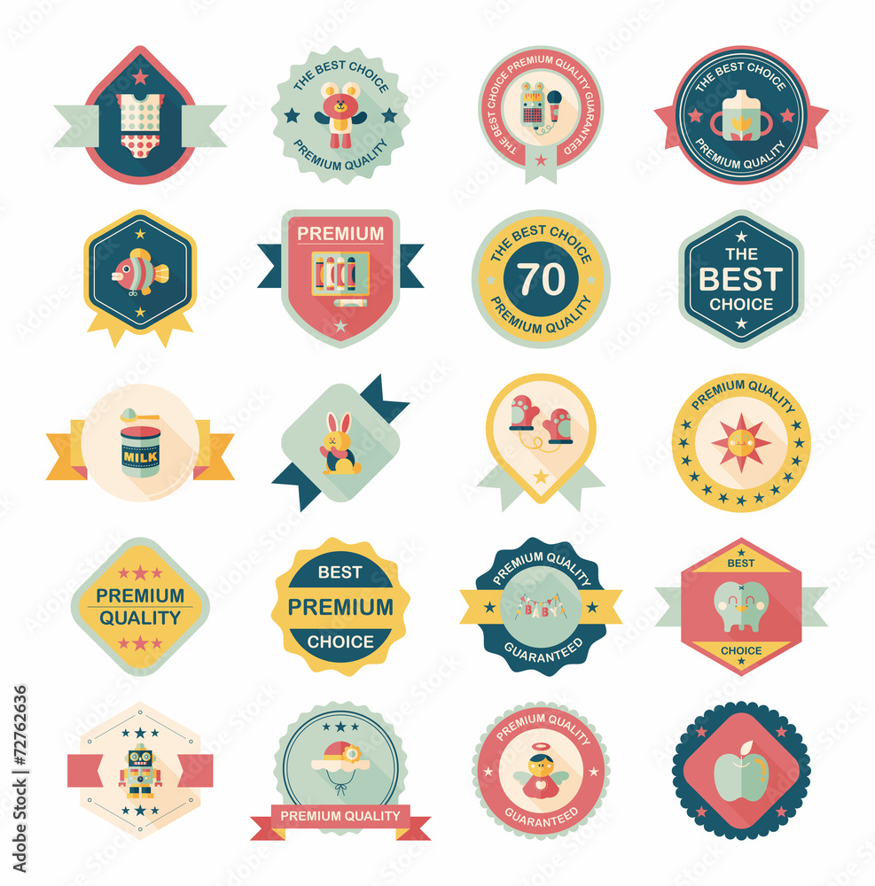 Baby badge banner design flat background set, eps10 Baby badge banner design flat background set, eps10