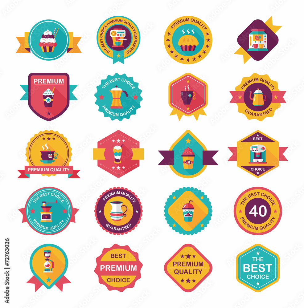 coffee badge design flat background set, eps10 coffee badge design flat background set, eps10