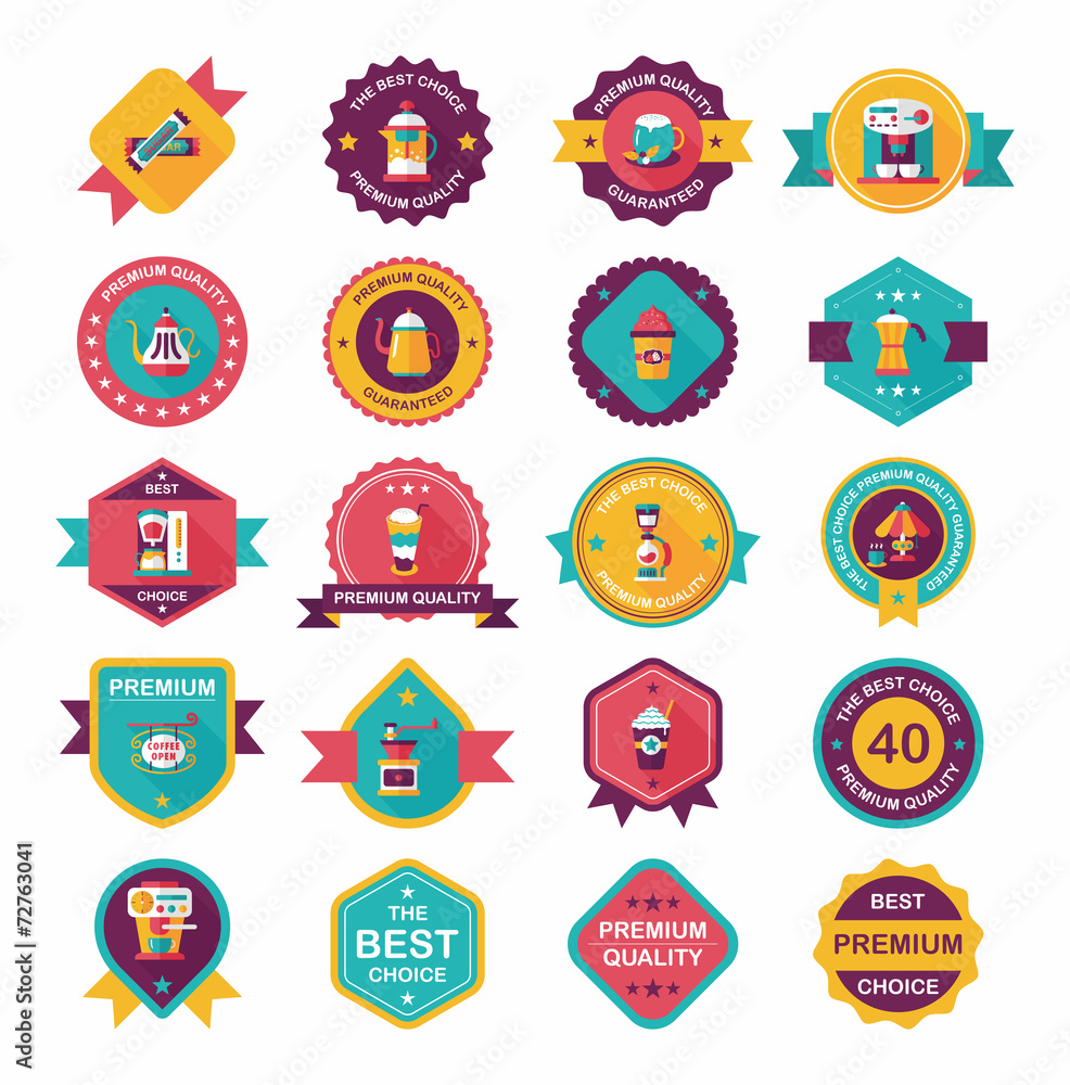 coffee badge design flat background set, eps10 coffee badge design flat background set, eps10