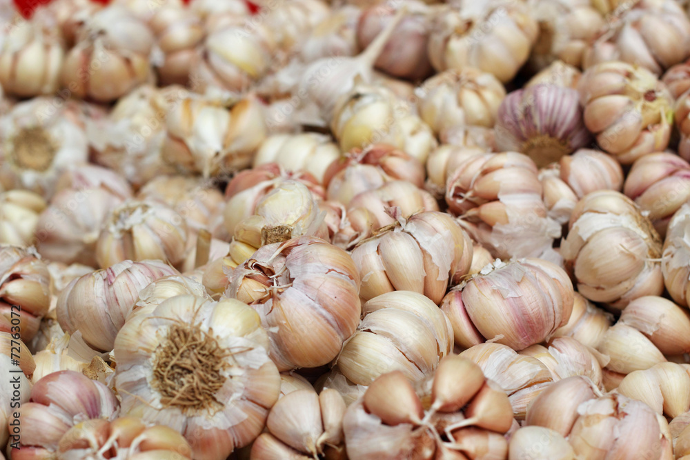 Garlic in the market Garlic in the market