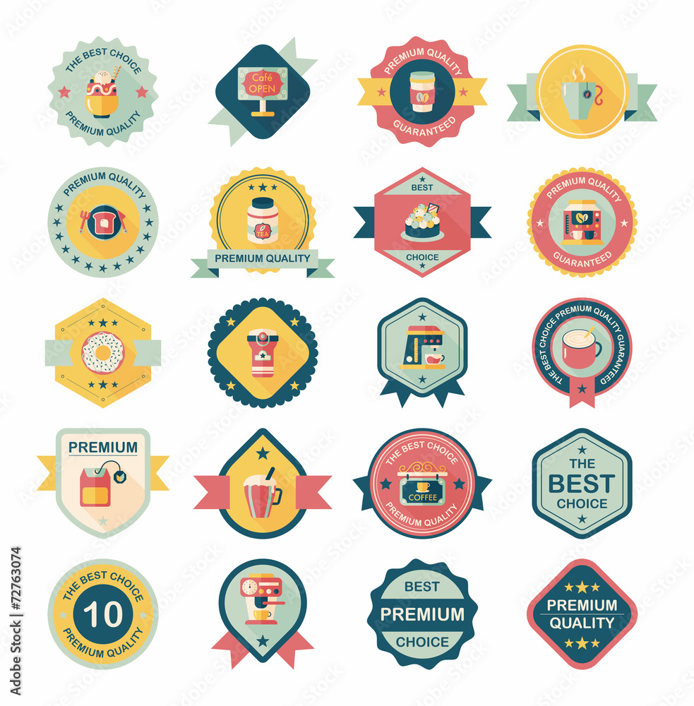 Fototapeta premium coffee badge design flat background set, eps10