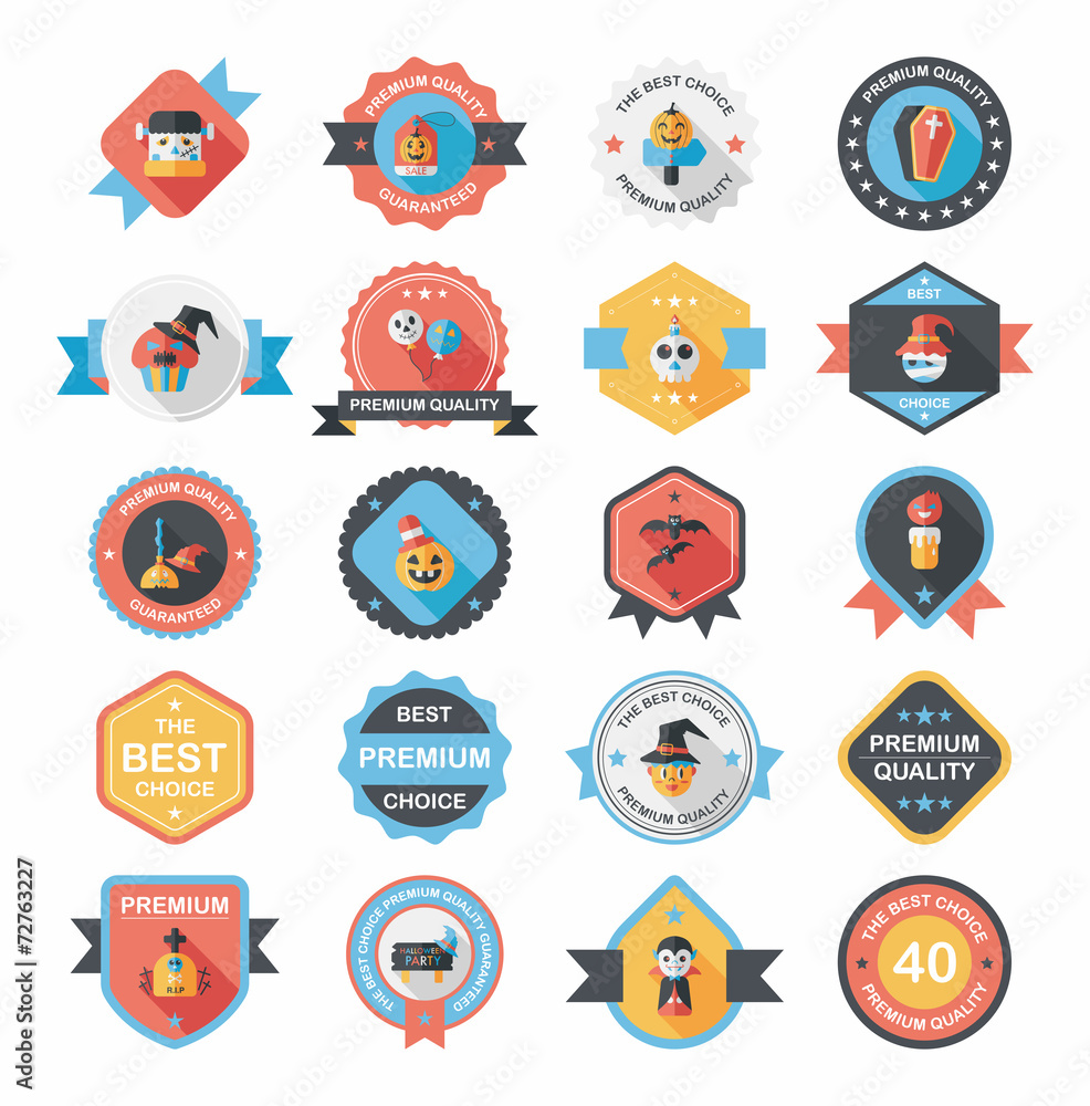 Halloween badge banner design flat background set, eps10 Halloween badge banner design flat background set, eps10