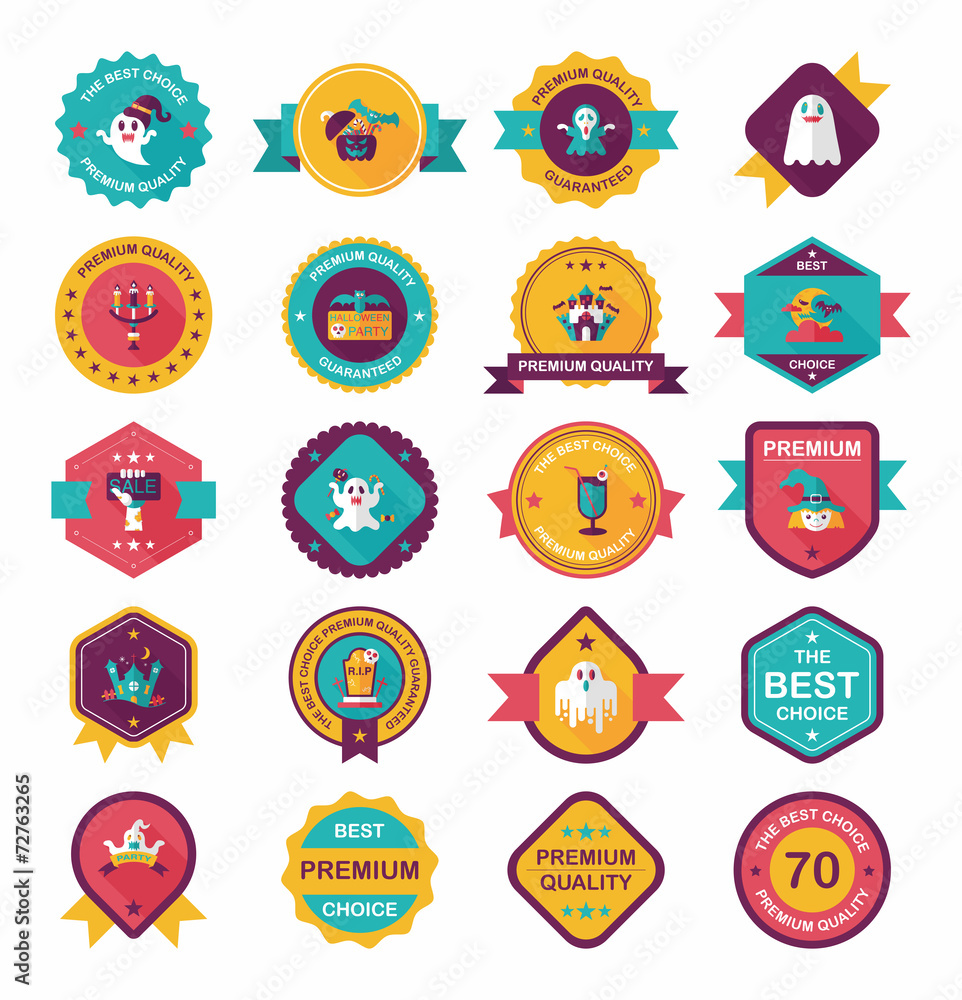 Halloween badge banner design flat background set, eps10 Halloween badge banner design flat background set, eps10
