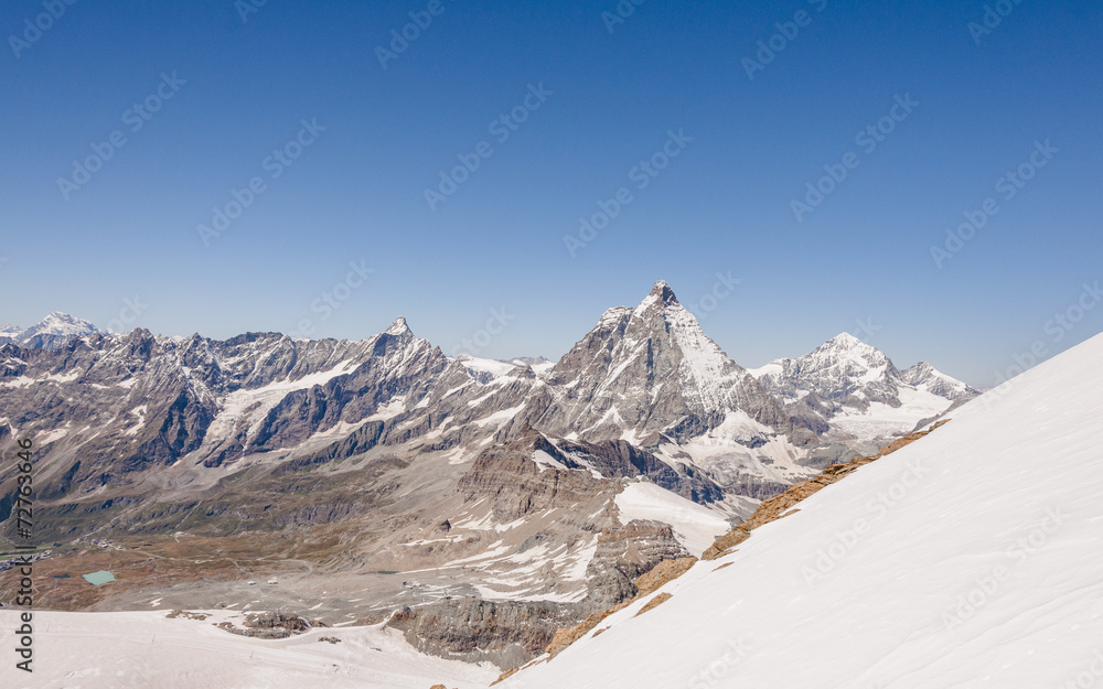 Zermatt, Bergdorf, Alpen, Wallis, Theodulgletscher, Trockener Steg, Klein Matterhorn, Matterhorn, Wanderferien, Sommer, Schweiz, Italien