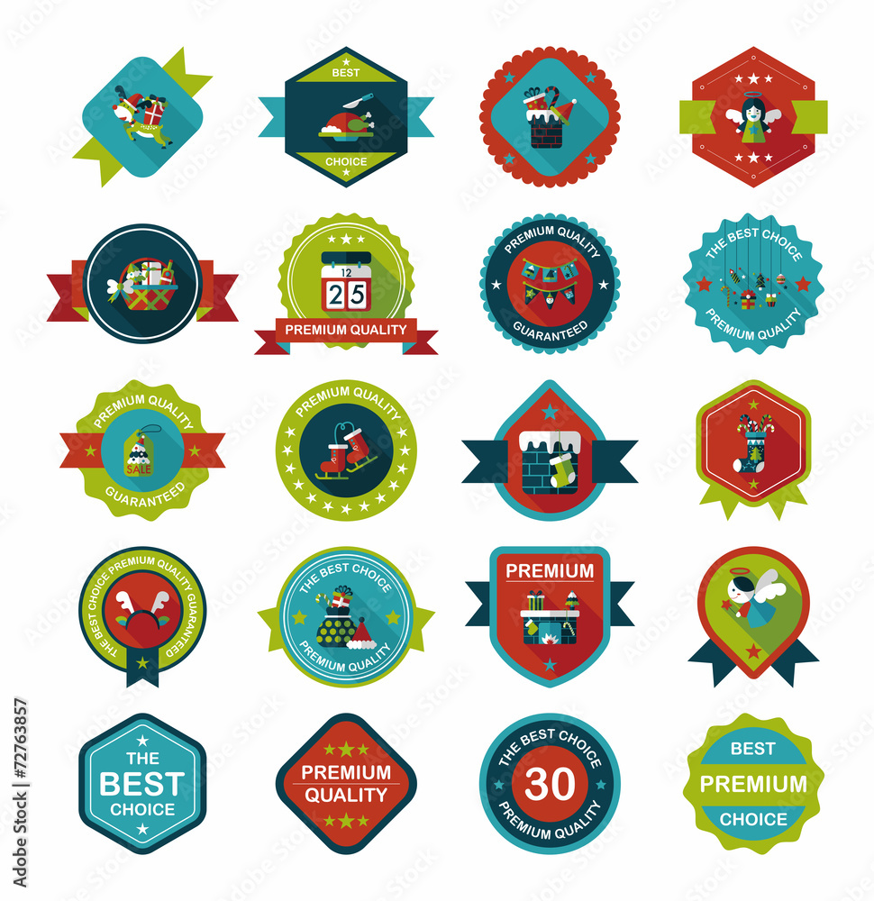 Christmas badge banner design flat background set, eps10