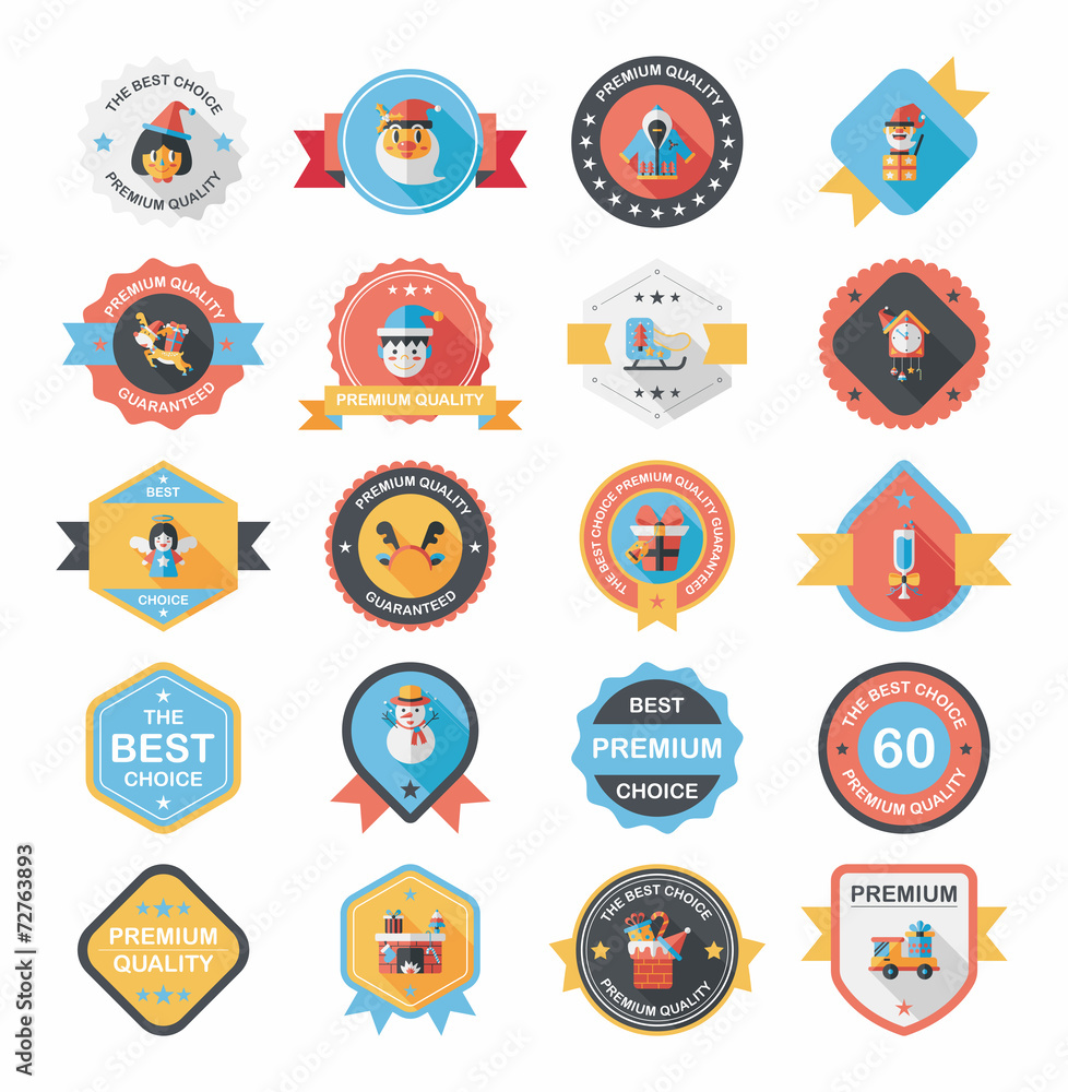 Christmas badge banner design flat background set, eps10 Christmas badge banner design flat background set, eps10