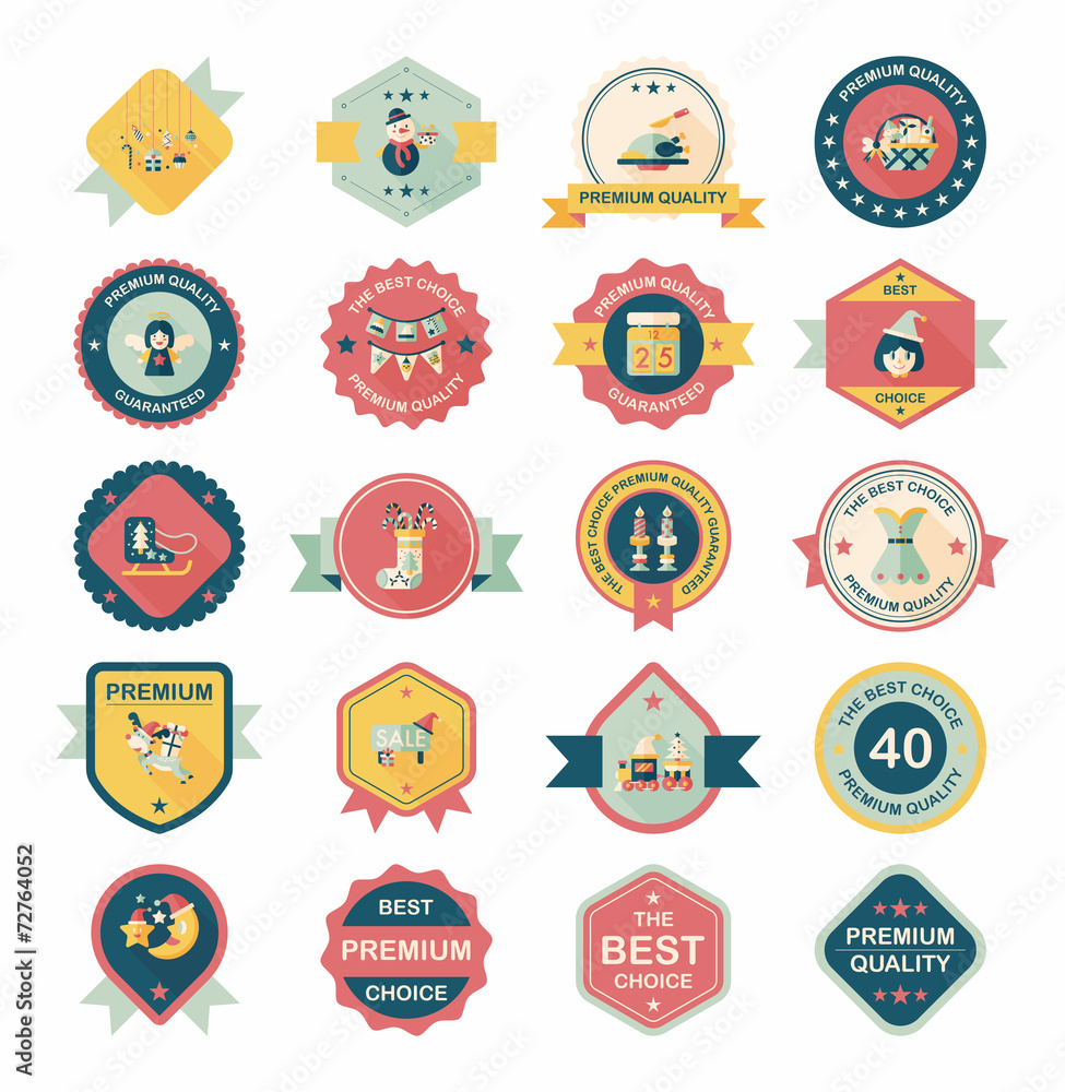 Christmas badge banner design flat background set, eps10 Christmas badge banner design flat background set, eps10