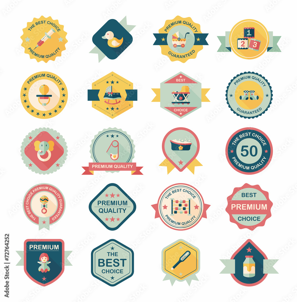 Baby badge banner design flat background set, eps10 Baby badge banner design flat background set, eps10
