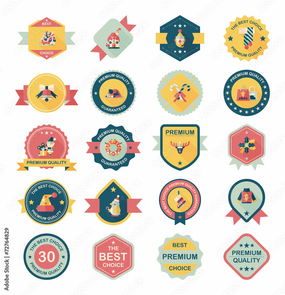 Christmas badge banner design flat background set, eps10 Christmas badge banner design flat background set, eps10
