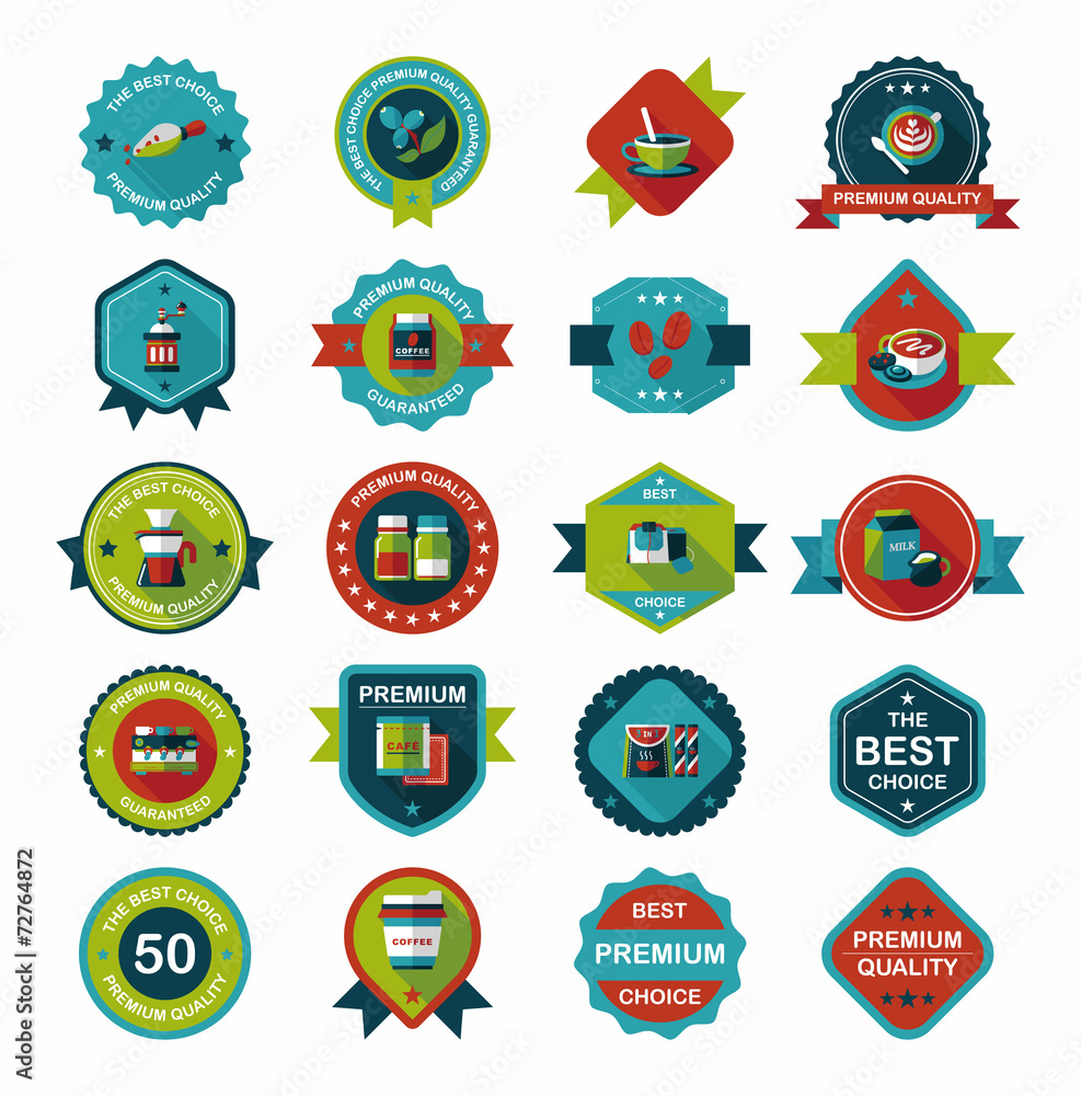 coffee badge design flat background set, eps10 coffee badge design flat background set, eps10