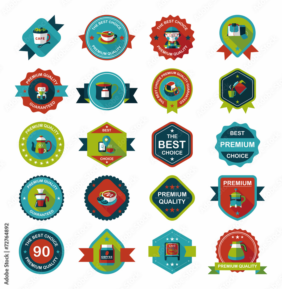 coffee badge design flat background set, eps10 coffee badge design flat background set, eps10