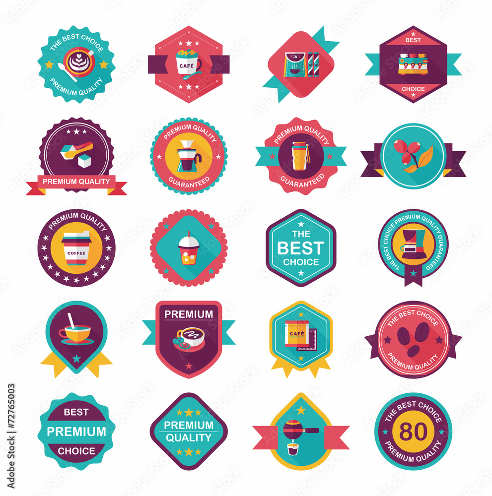 coffee badge design flat background set, eps10 coffee badge design flat background set, eps10