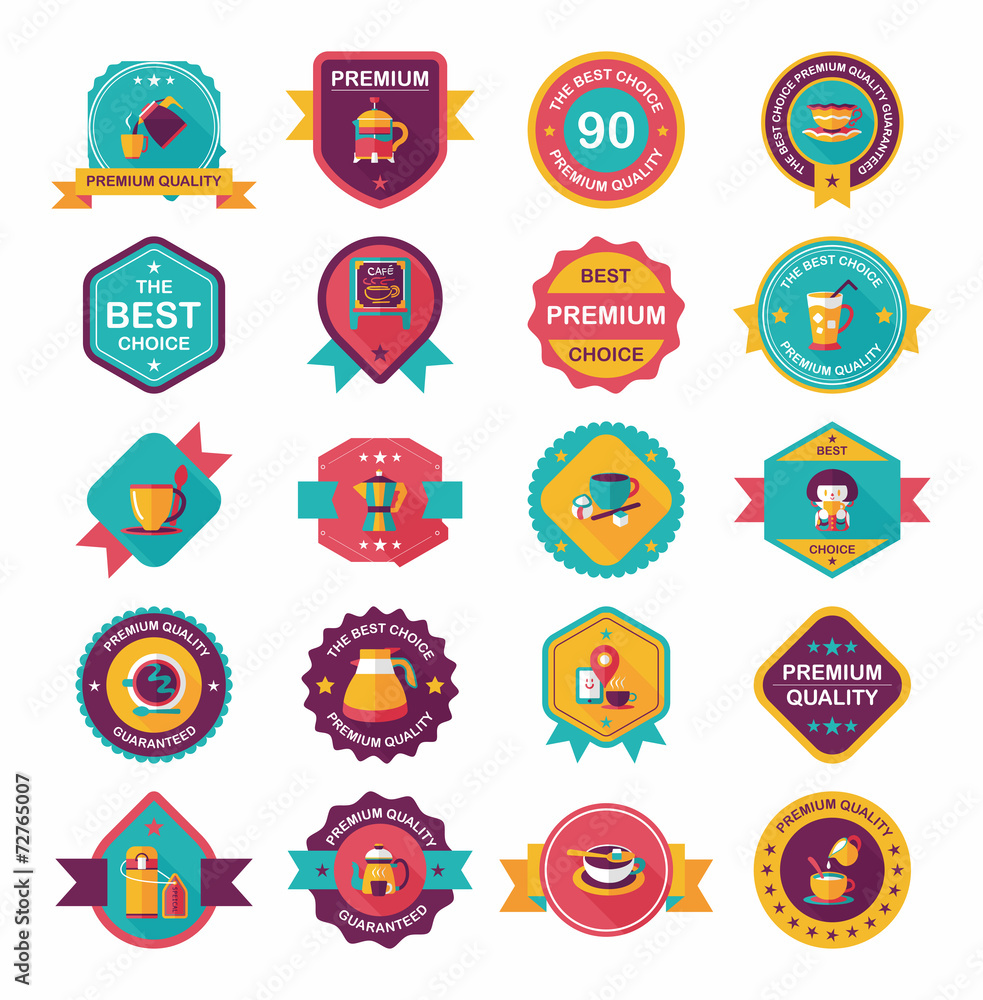 coffee badge design flat background set, eps10