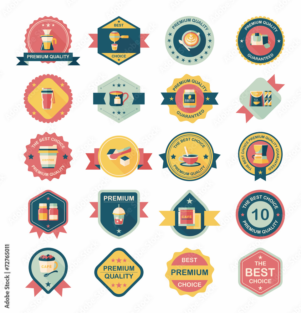 coffee badge design flat background set, eps10 coffee badge design flat background set, eps10