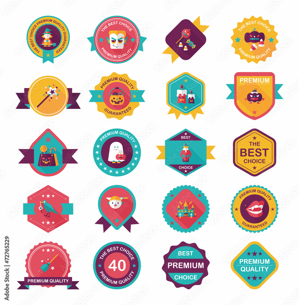 Halloween badge banner design flat background set, eps10 Halloween badge banner design flat background set, eps10