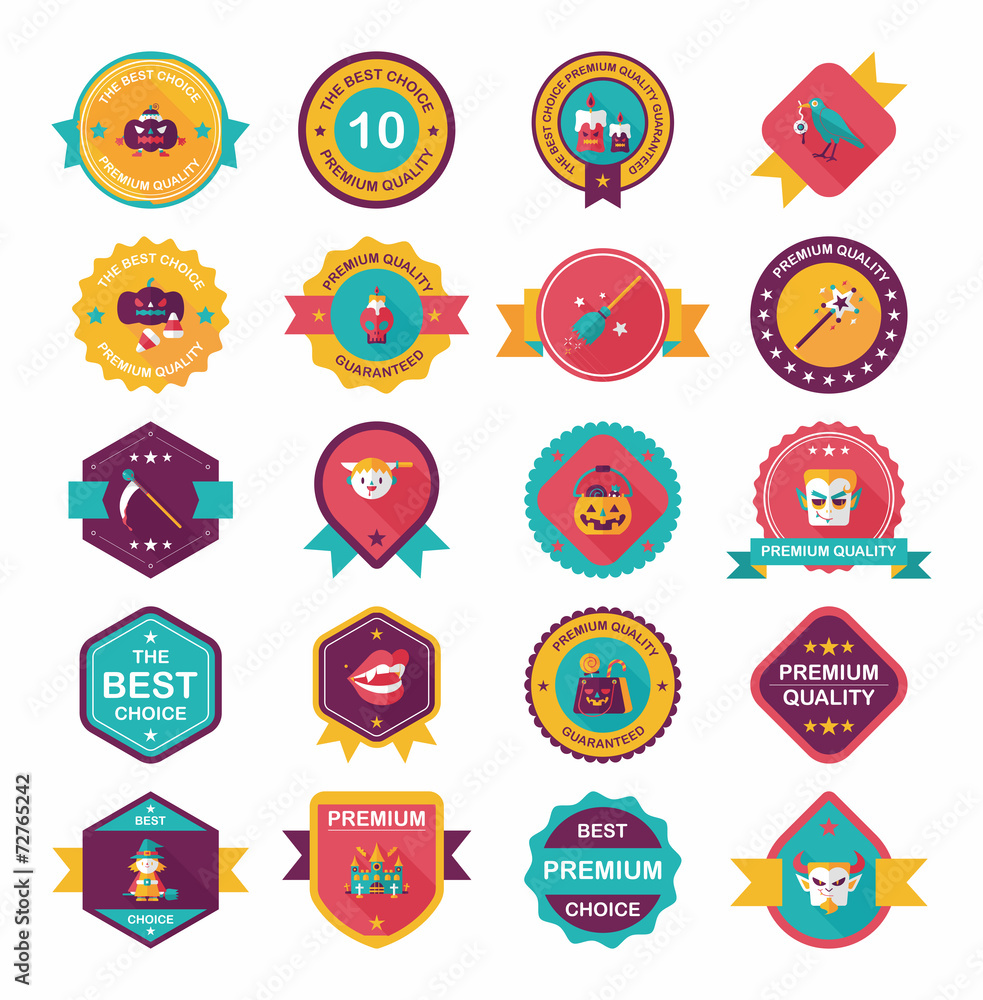 Halloween badge banner design flat background set, eps10 Halloween badge banner design flat background set, eps10