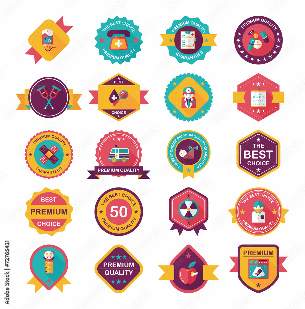 hospital badge banner design flat background set, eps10 hospital badge banner design flat background set, eps10