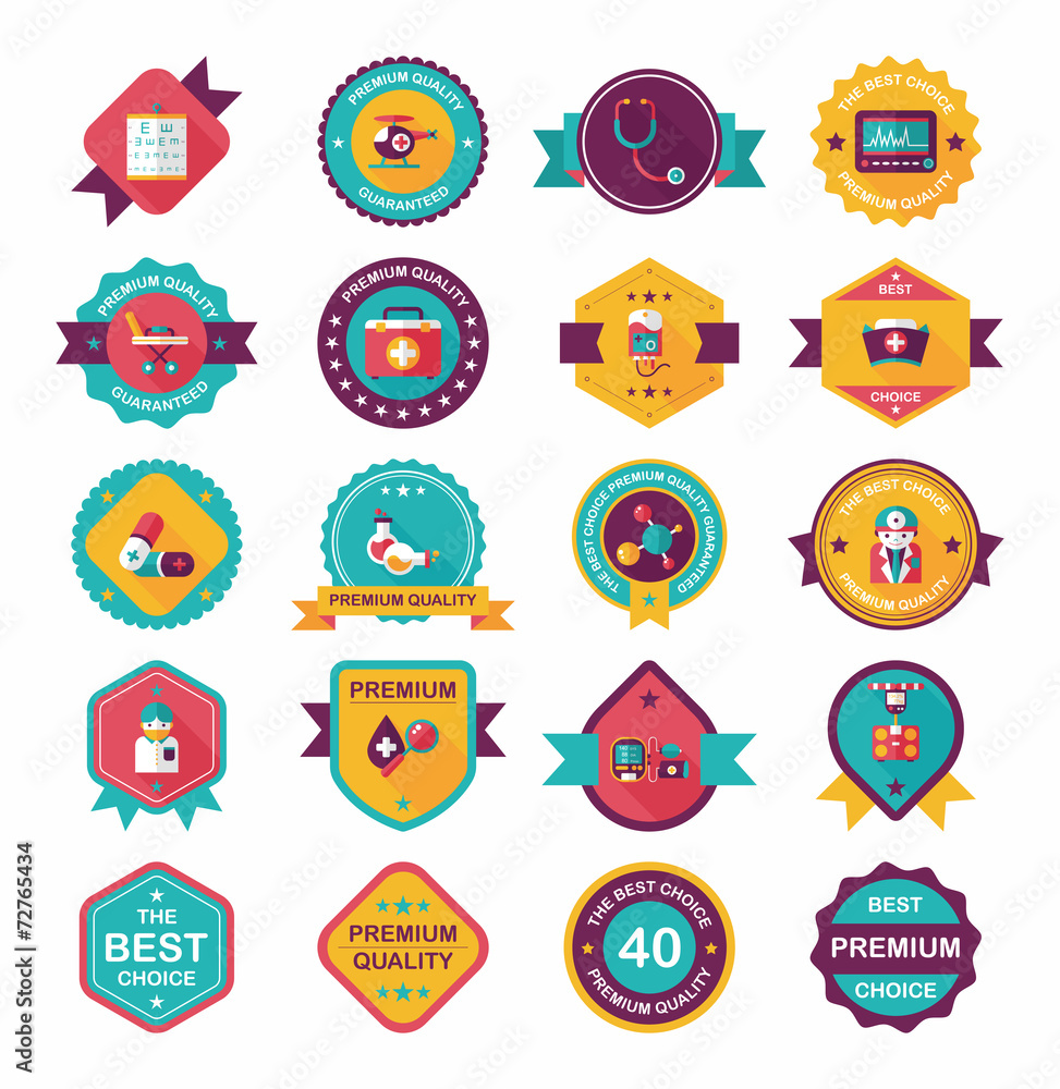 hospital badge banner design flat background set, eps10 hospital badge banner design flat background set, eps10