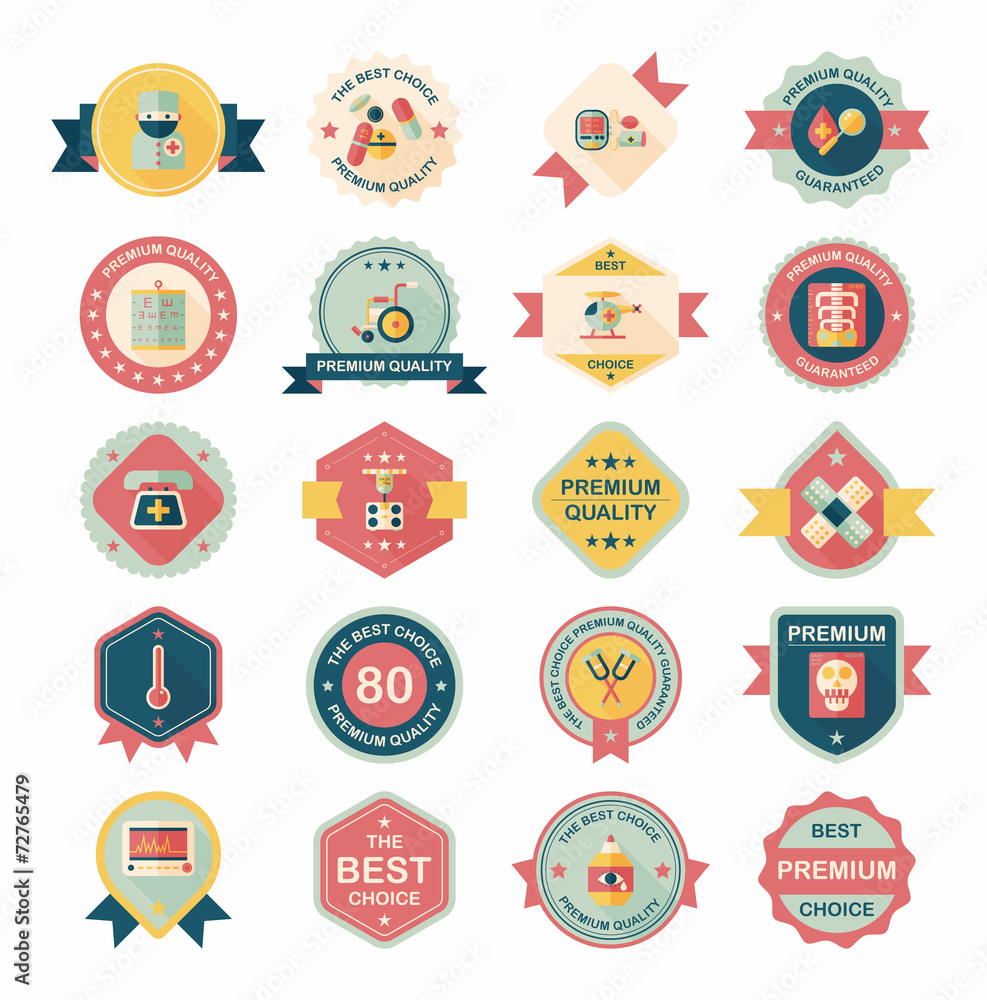 hospital badge banner design flat background set, eps10 hospital badge banner design flat background set, eps10