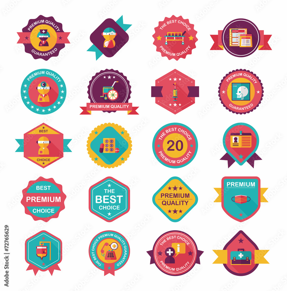 hospital badge banner design flat background set, eps10 hospital badge banner design flat background set, eps10