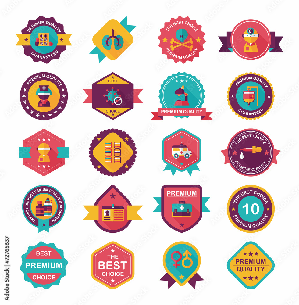 hospital badge banner design flat background set, eps10 hospital badge banner design flat background set, eps10