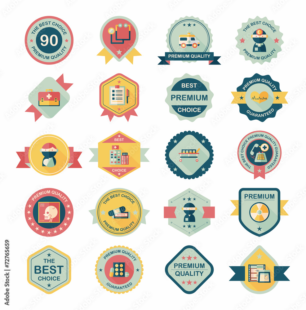 hospital badge banner design flat background set, eps10 hospital badge banner design flat background set, eps10