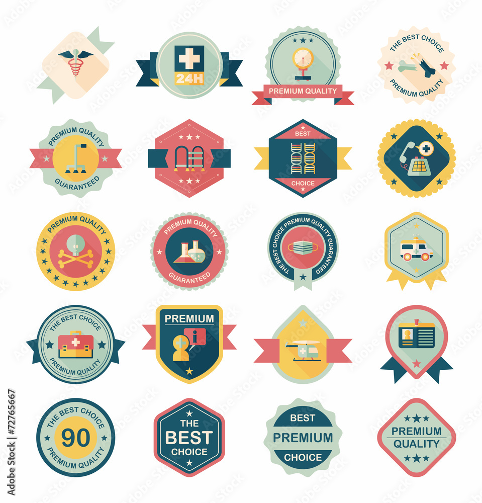 hospital badge banner design flat background set, eps10 hospital badge banner design flat background set, eps10
