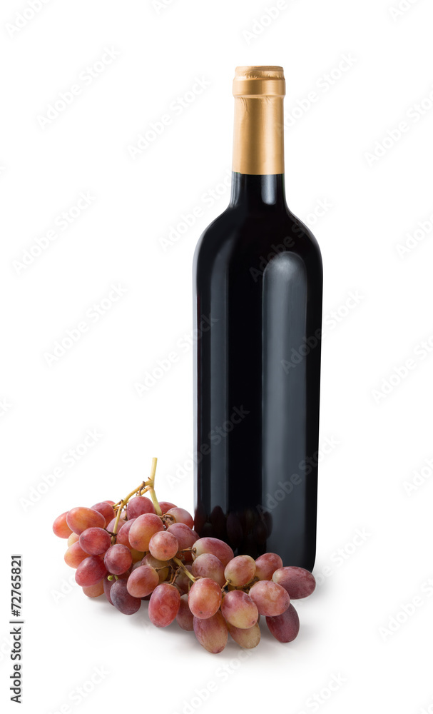 Obraz premium Red Wine Bottle grapes