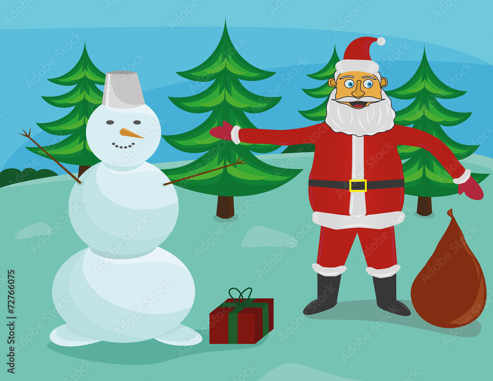 Santa Claus with snowman