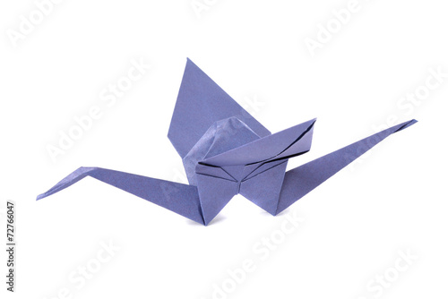 Origami crane isolated over white background