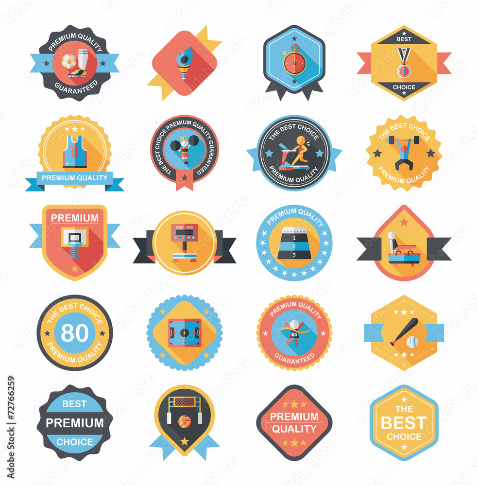 Sport badge flat banner design background set, eps10 Sport badge flat banner design background set, eps10