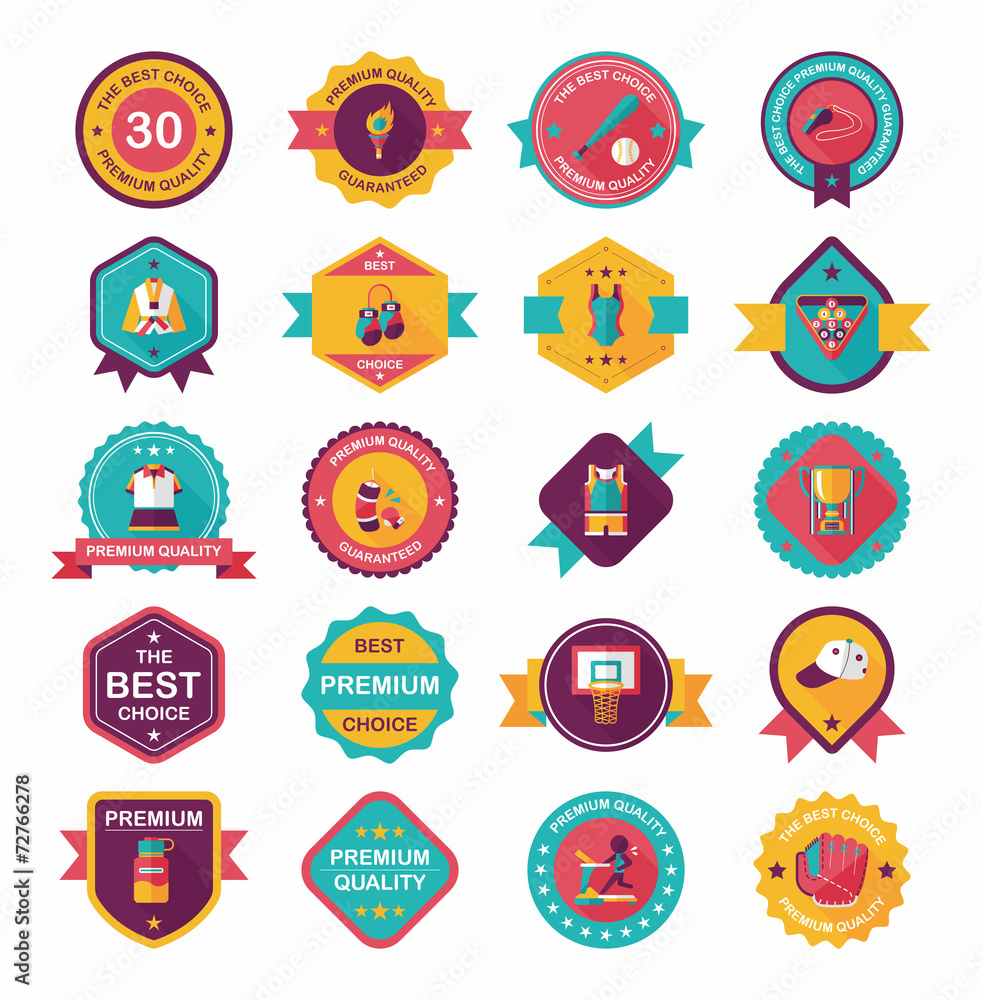 Sport badge flat banner design background set, eps10 Sport badge flat banner design background set, eps10