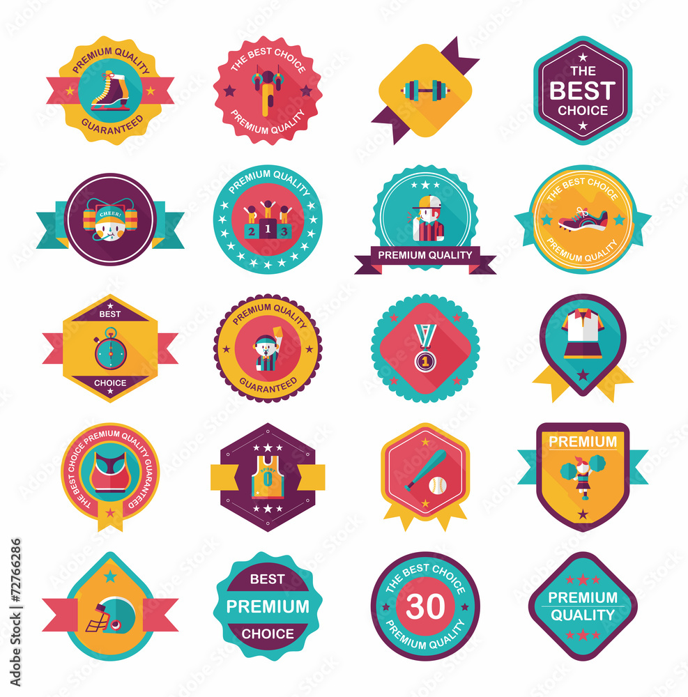 Sport badge flat banner design background set, eps10 Sport badge flat banner design background set, eps10