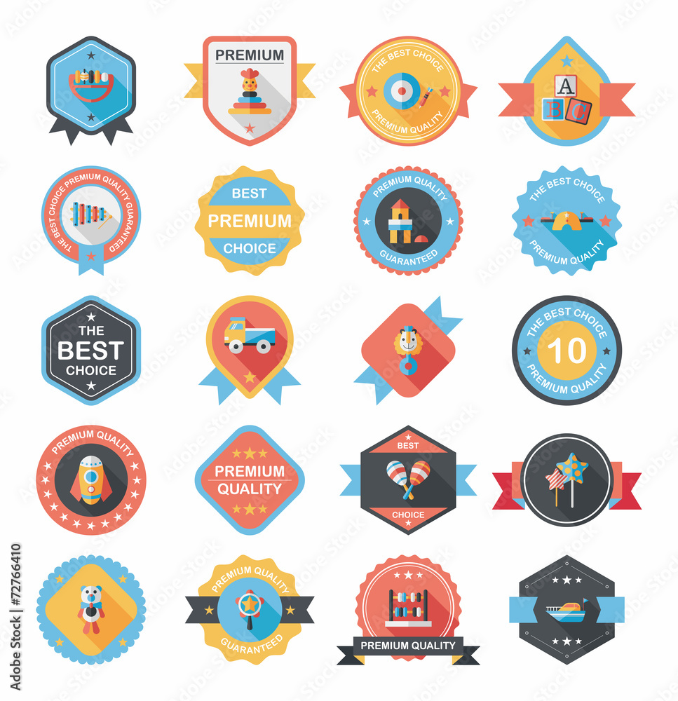 Toy badge banner design flat background set, eps10 Toy badge banner design flat background set, eps10