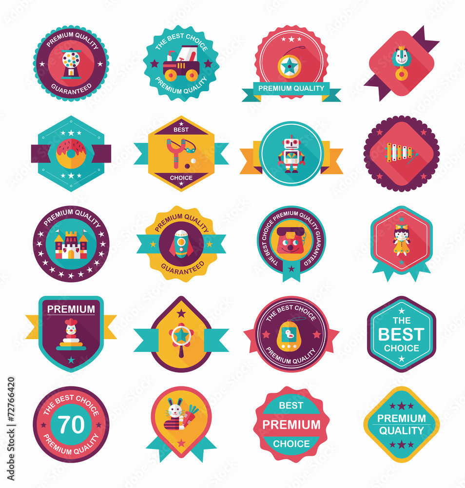 Toy badge banner design flat background set, eps10 Toy badge banner design flat background set, eps10