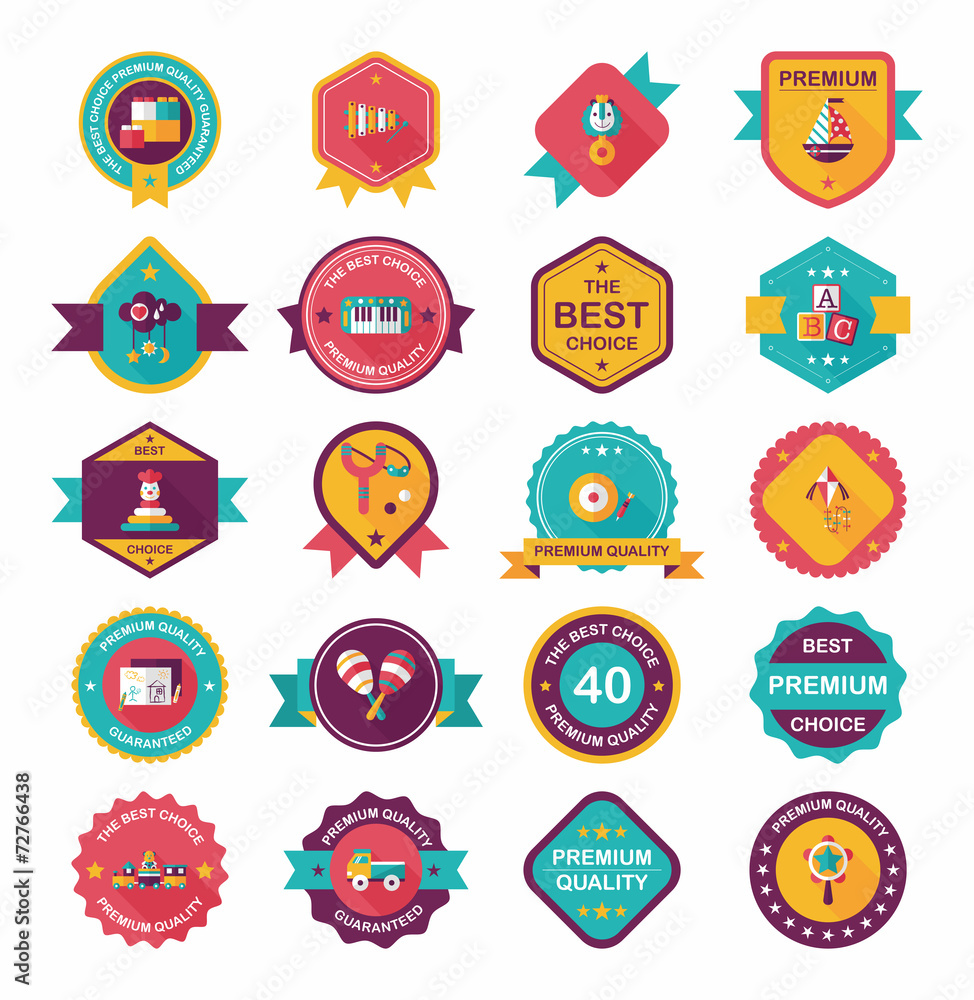 Toy badge banner design flat background set, eps10 Toy badge banner design flat background set, eps10