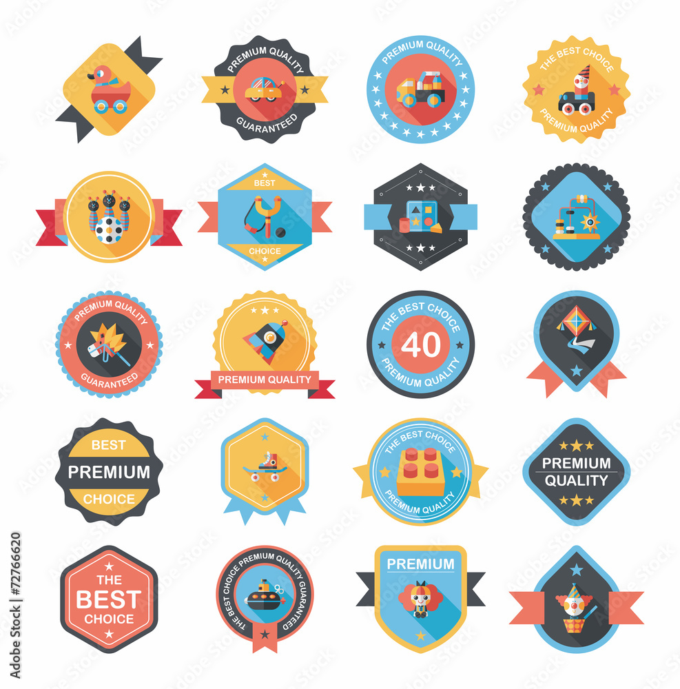 Toy badge banner design flat background set, eps10 Toy badge banner design flat background set, eps10