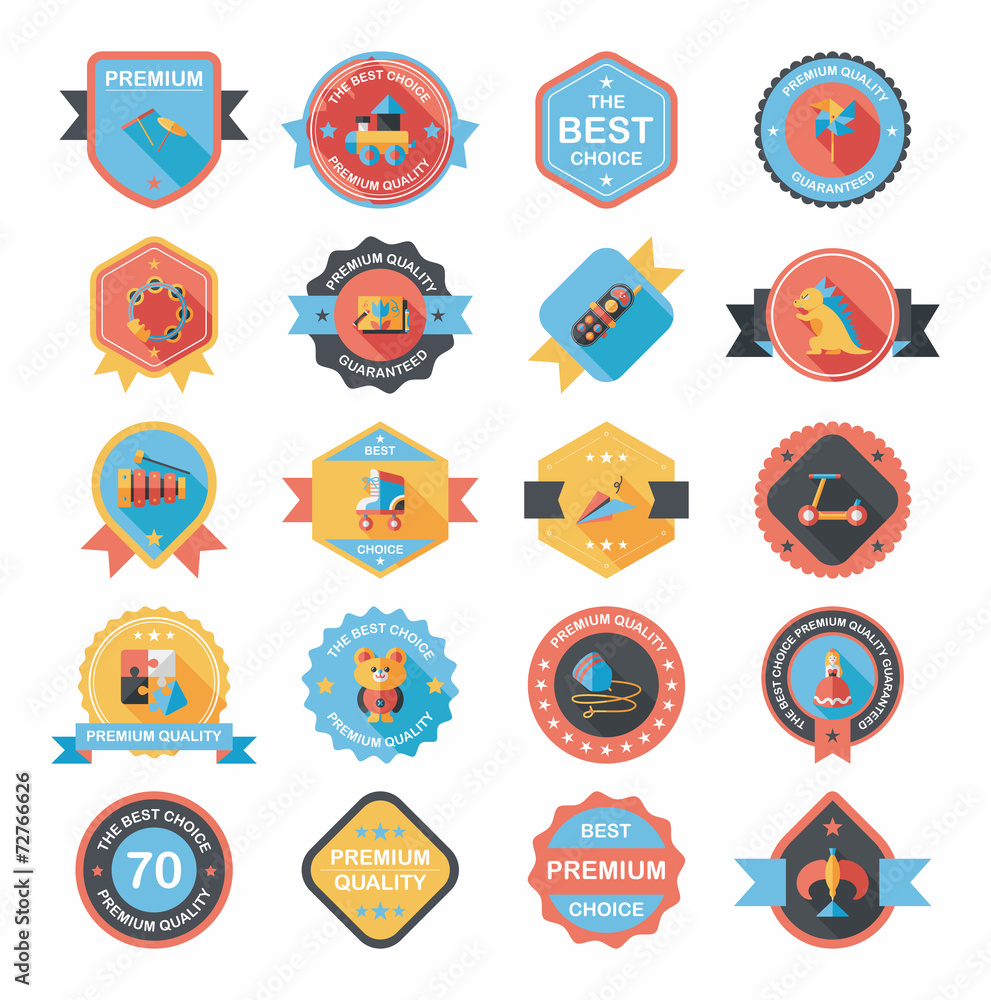 Toy badge banner design flat background set, eps10 Toy badge banner design flat background set, eps10
