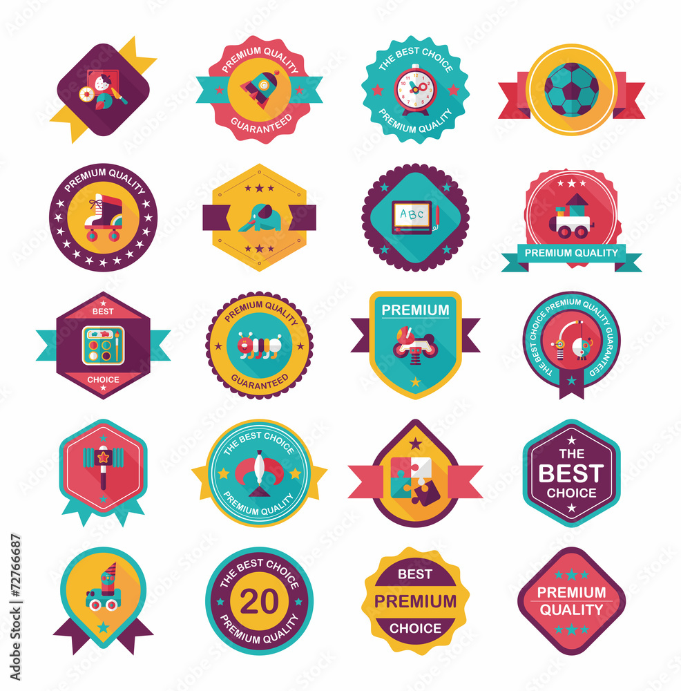 Toy badge banner design flat background set, eps10 Toy badge banner design flat background set, eps10