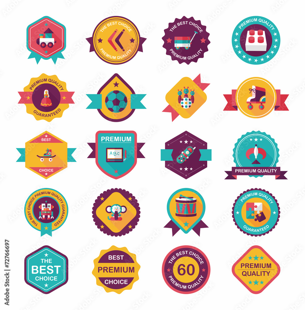 Toy badge banner design flat background set, eps10 Toy badge banner design flat background set, eps10