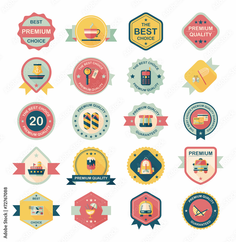 Travel badge banner design flat background set, eps10 Travel badge banner design flat background set, eps10