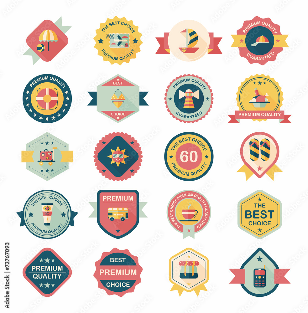 Travel badge banner design flat background set, eps10 Travel badge banner design flat background set, eps10