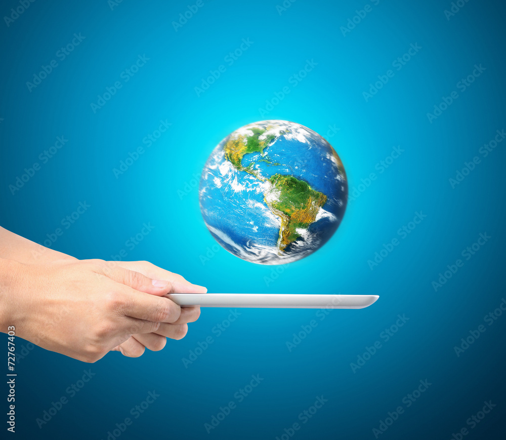 Man holding tablet computer ,Some components of this image are p Man holding tablet computer ,Some components of this image are p