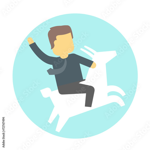 Man on goat.